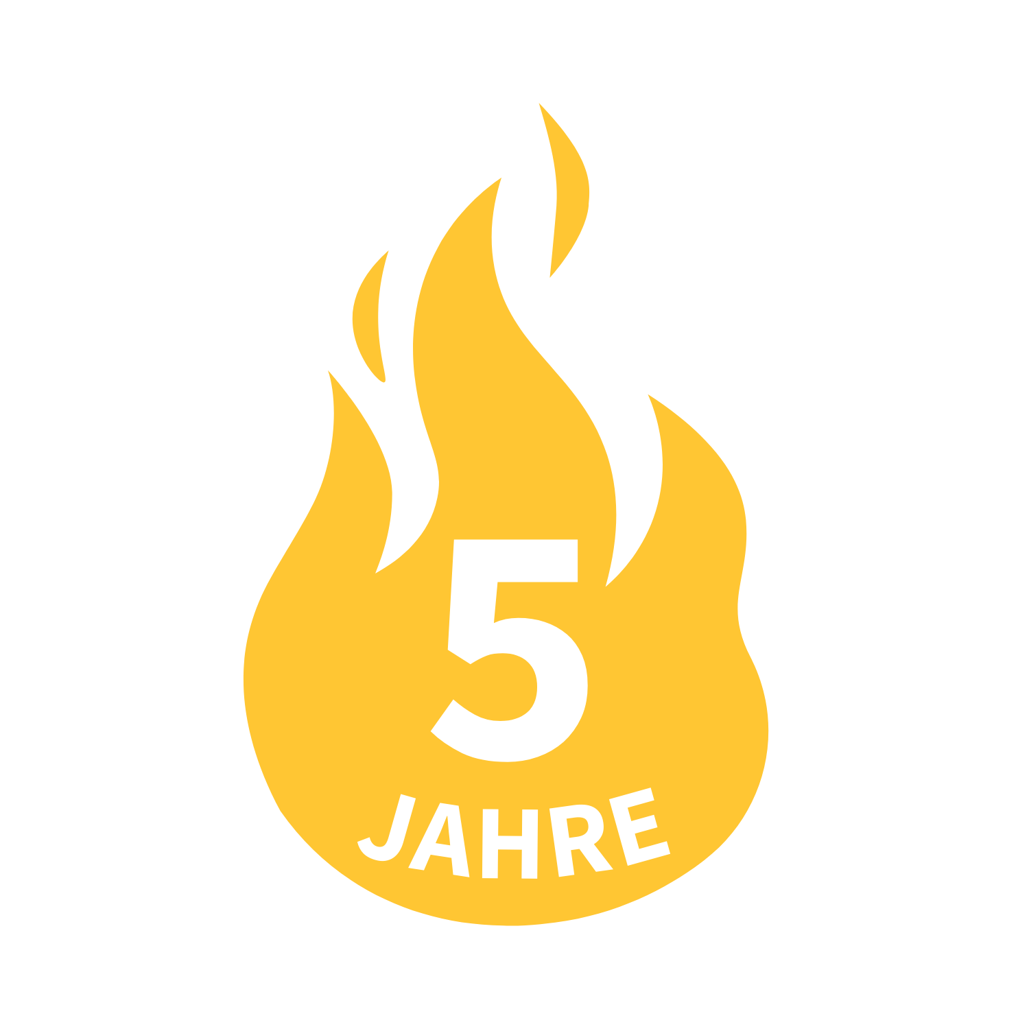 Garantie-Siegel mit Flammensymbol und „5 Jahre“ Schriftzug – Ooni Produktgarantie für langanhaltende Zuverlässigkeit