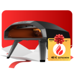 Ooni Koda 2 Gaspizzaofen in Schwarz mit 40 Euro Geschenkgutschein von pizzaofen-24.de – Outdoor-Pizzaofen für den Garten