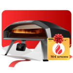 Ooni Koda 2 Pro Pizzaofen in Schwarz mit digitalem Thermometer und 70 Euro Geschenkgutschein von pizzaofen-24.de – Outdoor-Gaspizzaofen