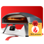 Ooni Koda 2 Pro Pizzaofen in Dunkelblau mit digitalem Thermometer und 70 Euro Geschenkgutschein von pizzaofen-24.de – Outdoor-Gaspizzaofen