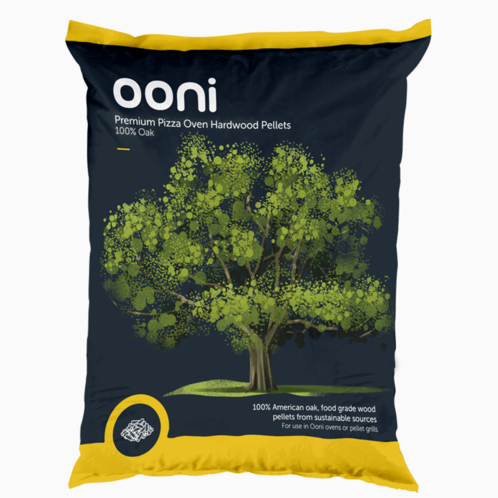 Ooni Premium Hartholz Pellets aus 100% amerikanischer Eiche – Verpackung für Pizzaofen und Pelletgrill