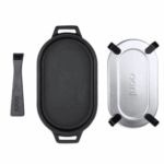 Ooni Gusseisen-Sizzler-Pfanne Set – ovale Grillpfanne mit Griff und Edelstahl-Untersetzer